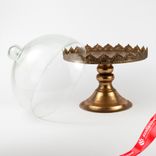 Маленькое фото 1: Блюдо на ножке с крышкой (металл/стекло), D21xH26см, золотой
