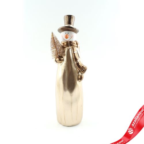 Сувенир «Снеговик с елочкой» (керамика), Н30,5х9х7,5см, золотой