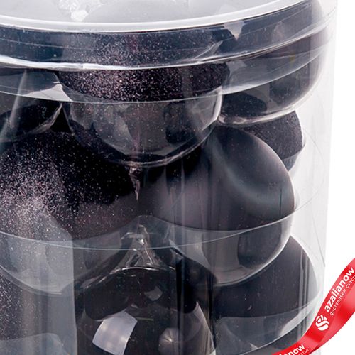 Фото 3: Набор шаров 15шт. в тубе (стекло), D6см, в асс., черный