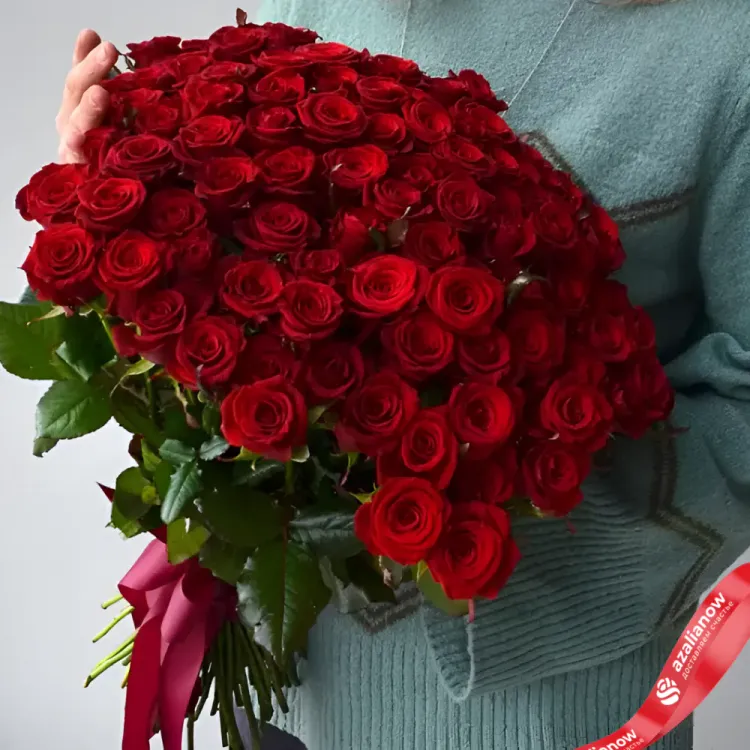 Фото 2: 101 красная роза Гранд 50 см, Кения. Сервис доставки цветов AzaliaNow