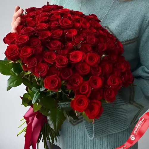 Фото 2: 101 красная роза Гранд 50 см, Кения (букеты по акции). Сервис доставки цветов AzaliaNow