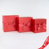 Маленькое фото 3: Набор коробок, подарочных, квадратных, 3шт. (картон), 20х20хН11см, красный