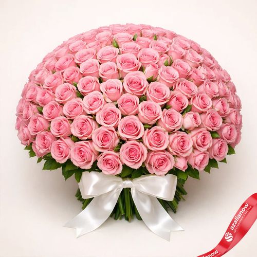 Фото 2: Букет из 201 розовой розы с лентой