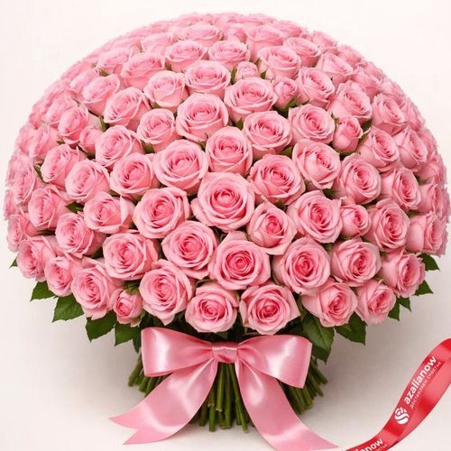 Фото 2: Букет из 301 розовой розы с розовой лентой