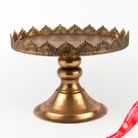 Маленькое фото 5: Блюдо на ножке с крышкой (металл/стекло), D21xH26см, золотой