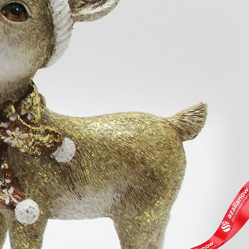 Фото 3: Сувенир «Олененок в шапке» (полирезин), Н18x13x8см, в асс., кремовый/золотой