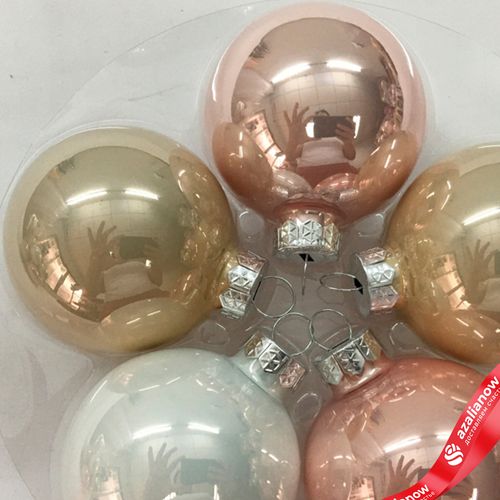 Фото 2: Набор шаров 12шт. в тубе (стекло), D3см, микс белый/розовый