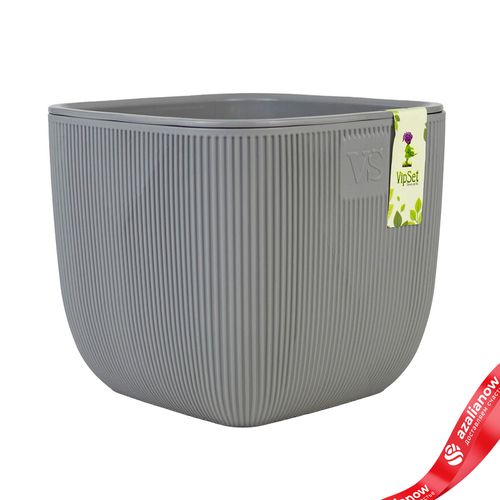 Кашпо «Фабио» (пластик), D14xH14см, 1,95л, серый