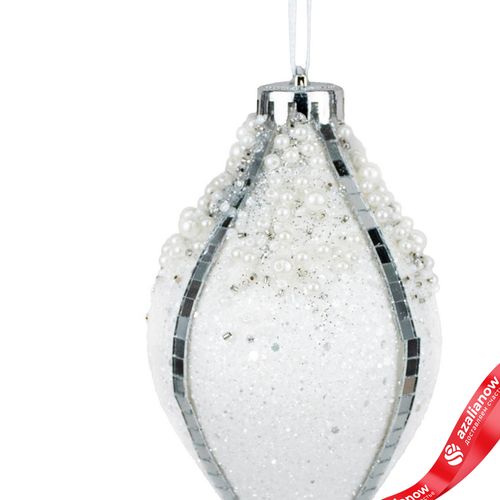 Фото 2: Украшение подвесное «Луковица с зеркальными полосками», Н14х8х8см, белый