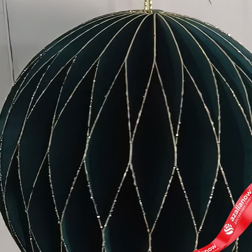 Фото 2: Украшение подвесное «Шар» (бумага), D10см, темно-зеленый