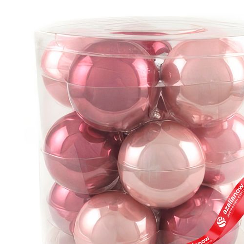 Фото 3: Набор шаров 15шт. в тубе (стекло), D6см, в асс., розовый, вид 3