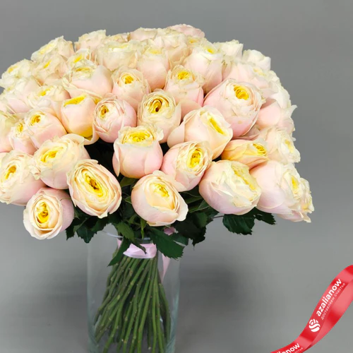 Фото 4: Букет из 51 нежно‑розовой пионовидной розы Эквадор, оформленный под ленту, 50 см