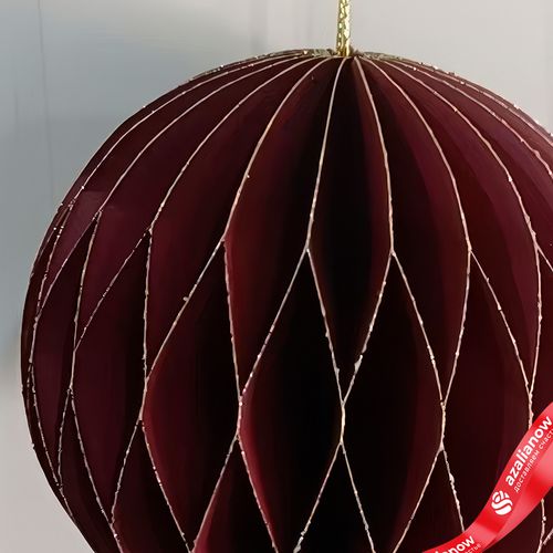 Фото 2: Украшение подвесное «Шар» (бумага), D10см, темно-красный