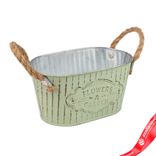 Маленькое фото 2: Кашпо с ручками (металл), 24x14хH11см, зеленый