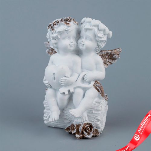 Сувенир «Ангелочки с сердцем» (полирезин), H10,5х7,5х7см, белый
