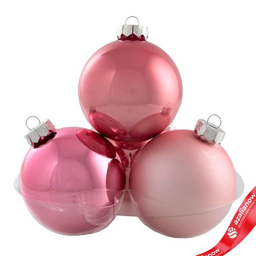 Фото 2: Набор шаров 6шт. в тубе (стекло), D8см, в асс., розовый, вид 3