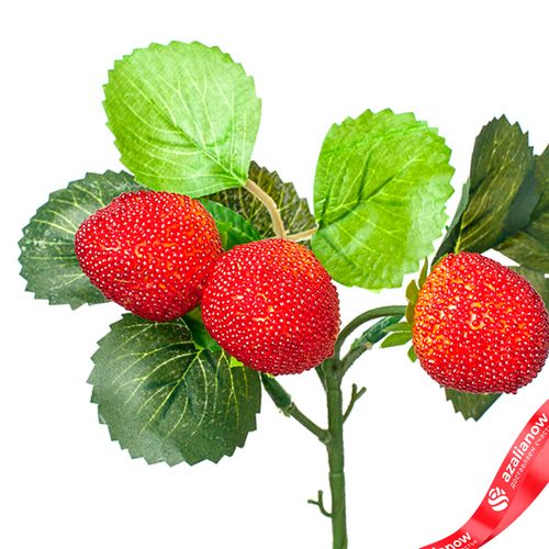 Фото 2: Ветка клубники, 28см, красный