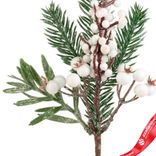 Маленькое фото 5: Ветка еловая с ягодами, H30 см, белый