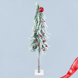 Маленькое фото 1: Ель искусственная заснеженная с шариками, Н63х15х15см, зеленый/красный