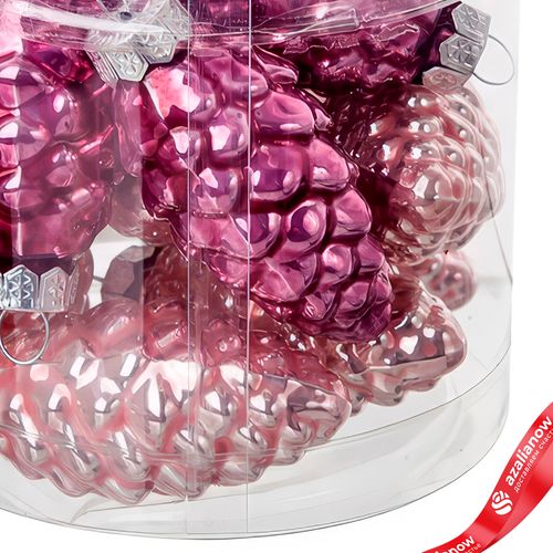 Фото 5: Набор украшений «Шишки» 12шт. в тубе (стекло), 5см, микс розовый/темно-розовый