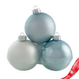 Маленькое фото 2: Набор шаров 6шт. в тубе (стекло), D10см, микс голубой/белый