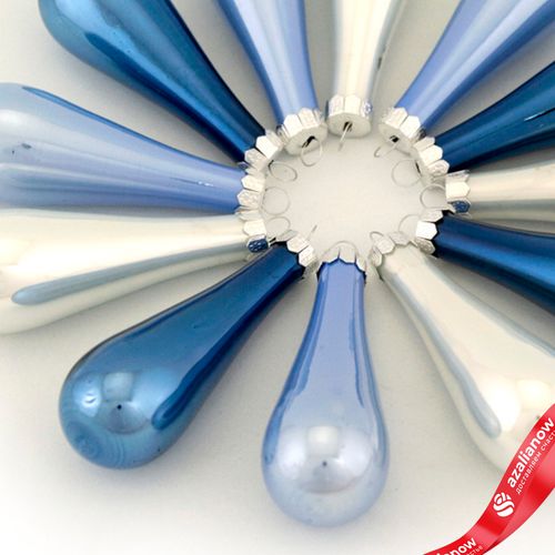 Фото 5: Набор украшений Капли 12шт. в тубе (стекло), 2,5x7,5см, микс синий/белый