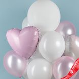Маленькое фото 2: Композиция из 13 шаров с гелием, розовый, белый