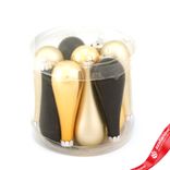 Маленькое фото 1: Набор украшений Капли 12шт. в тубе (стекло), 2,5x7,5см, микс черный/золотой