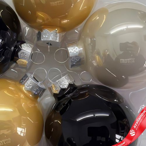 Фото 3: Набор шаров 15шт. в тубе (стекло), D6см, в асс., черный/золотой/шампань