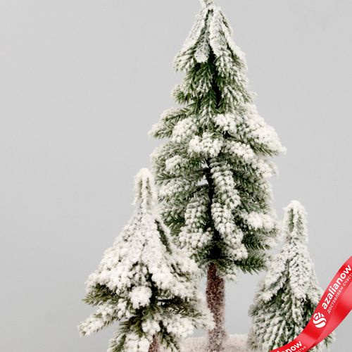 Фото 2: Елочки искусственные заснеженные на подставке, Н26х17х17см, зеленый/белый