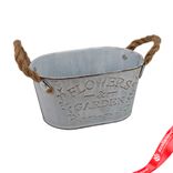 Маленькое фото 2: Кашпо с ручками (металл), 18x11,5хH9см, белый