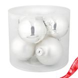 Маленькое фото 1: Набор шаров 6шт. в тубе (стекло), D10см, серебряный