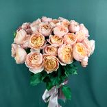 Фото флориста 1: Букет из 15 пионовидных розовых роз с розовой лентой, 50 см, Эквадор