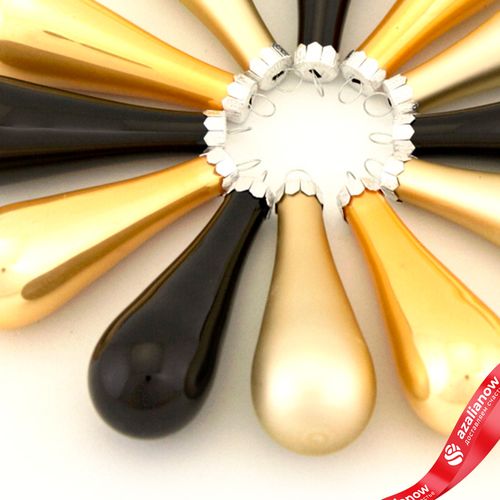 Фото 5: Набор украшений Капли 12шт. в тубе (стекло), 2,5x7,5см, микс черный/золотой