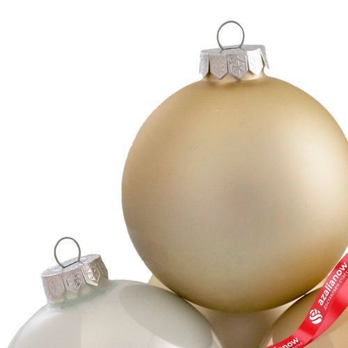 Фото 5: Набор шаров 6шт. в тубе (стекло), D10см, микс шампань/кремовый