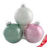 Маленькое фото 2: Набор шаров 6шт. в тубе (стекло), D10см, микс зеленый/белый/розовый