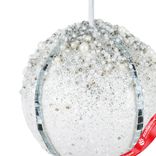 Маленькое фото 2: Украшение подвесное «Шар с зеркальными полосками», D10см, белый