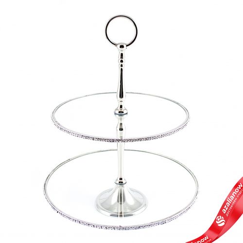 Подставка со стразами 2 яруса (металл/стекло), D30,5xH33см, серебряный