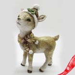 Маленькое фото 1: Сувенир «Олененок в шапке» (полирезин), Н18x13x8см, в асс., кремовый/золотой