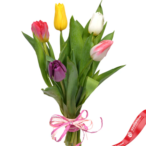 Фото 2: Букет из 5 тюльпанов микс. Сервис доставки цветов AzaliaNow