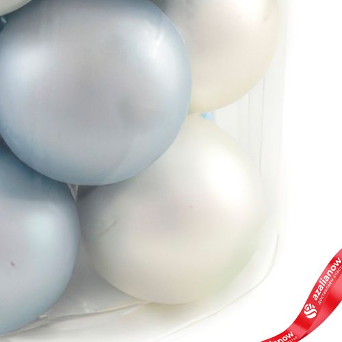 Фото 5: Набор шаров 12шт. в тубе (стекло), D4см, микс голубой/белый