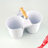 Маленькое фото 1: Кашпо двойное «Линии» (металл), 22х11хH10,5/H17см, белый