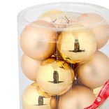 Маленькое фото 5: Набор шаров 12шт. в тубе (стекло), D3см, в асс., золотой