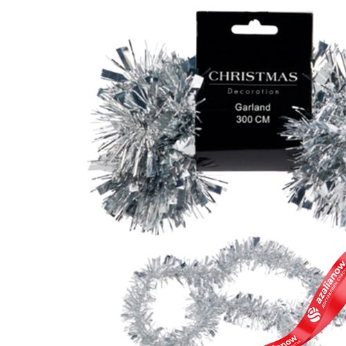 Фото 4: Гирлянда «Мишура» (пластик), 3м, серебряный