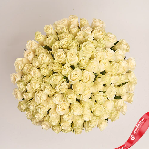 Фото 1: Акция! 101 белая роза 50 см, премиум букеты, Россия. Сервис доставки цветов AzaliaNow