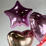 Маленькое фото 2: Композиция из 3 шаров с гелием, 2 сердца и звезда, розовый, розово-золотой