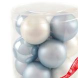 Маленькое фото 2: Набор шаров 12шт. в тубе (стекло), D4см, микс голубой/белый
