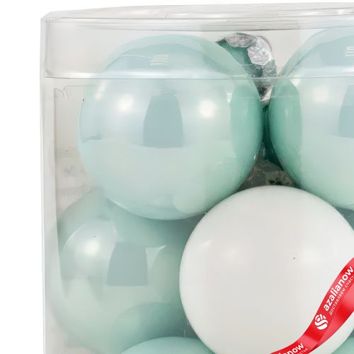 Фото 4: Набор шаров 12шт. в тубе (стекло), D3см, в асс., мятный./белый