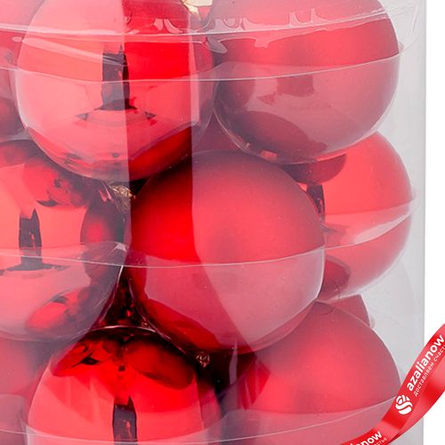 Фото 3: Набор шаров 15шт. в тубе (стекло), D6см, в асс., красный