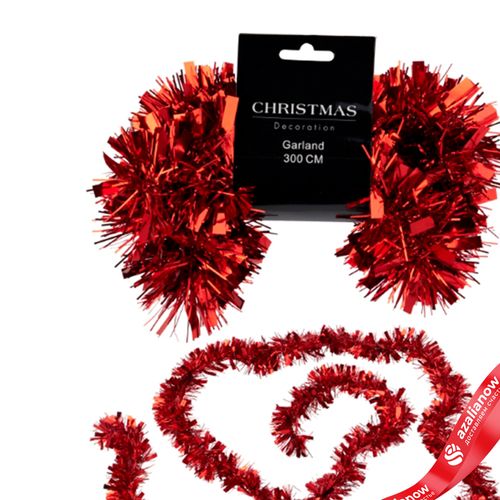 Фото 2: Гирлянда «Мишура» (пластик), 3м, красный